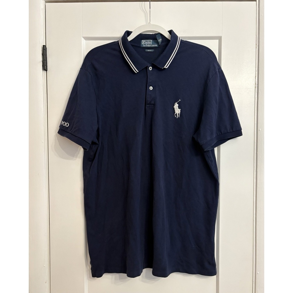 Vintage Polo Ralph Lauren Men's XL Pro Fit Navy Pony Shirt Sleeve Polo Shirt